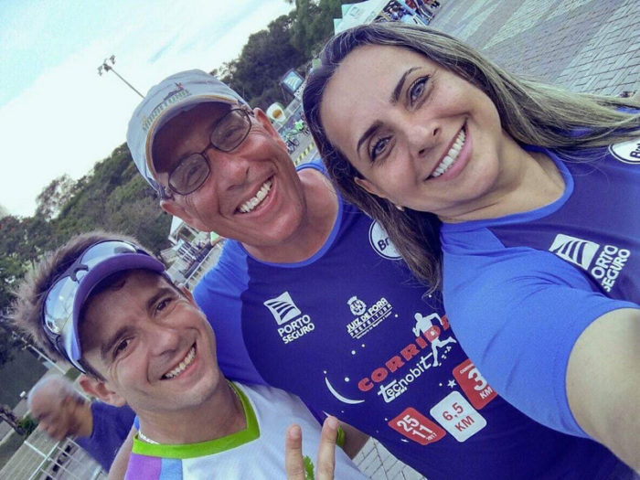  Jaime Augusto Freguglia, Marcelo Machado Montenegro e Cristina Lima Tibúrcio Andrade clicados após a Corrida Tecnobit, na UFJF