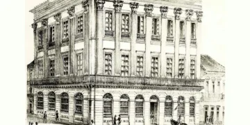 Empresa brasileira caiu após 200 anos por causa de burocracia - Imagem: Pintura sede do Banco do Brasil por Pieter Gotfred Bertichen/Brasili