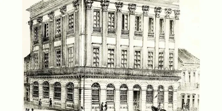 Empresa brasileira caiu após 200 anos por causa de burocracia - Imagem: Pintura sede do Banco do Brasil por Pieter Gotfred Bertichen/Brasili