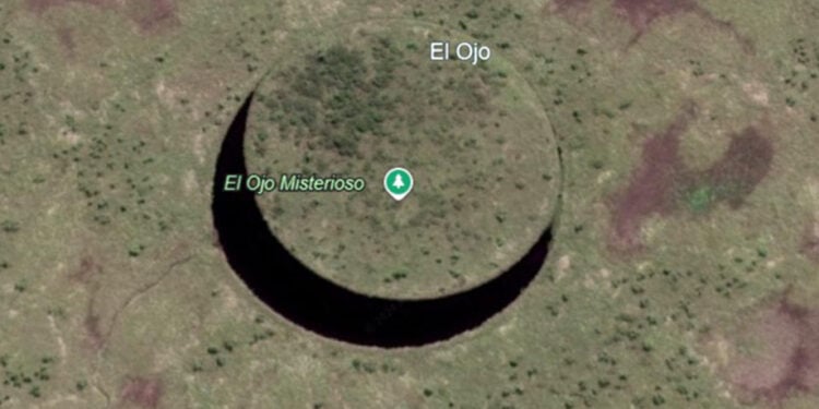 Fenômeno natural revela ilha giratória de 118 m na Argentina - Imagem: Reprodução/Google Earth