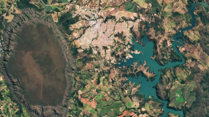 Imagem vista de cima da Serra de Caldas, divulgada pela Nasa • NASA/Wanmei Liang/ USGS