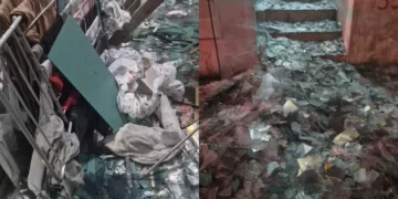 500 kg de vidro cai por cima de rapaz de 23 anos - Imagem: Divulgação/Corpo de Bombeiros