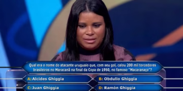 Mulher perde R$ 1 milhão por não saber resposta sobre a Copa de 1950 - Imagem: Divulgação/TV Globo