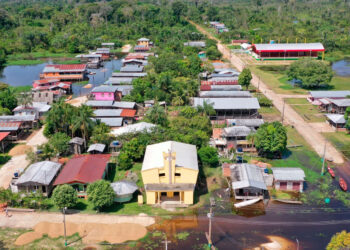 A cidade que "desaparece" no mapa durante as cheias - Imagem: Divulgação/Prefeitura de Anamã