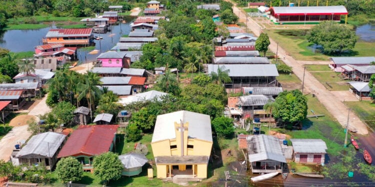 A cidade que "desaparece" no mapa durante as cheias - Imagem: Divulgação/Prefeitura de Anamã