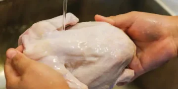 Lavando o frango - Reprodução/iStock