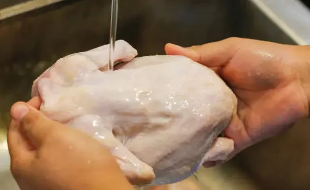 Lavando o frango - Reprodução/iStock