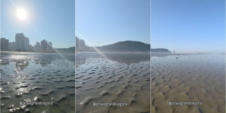 Fenômeno inédito secou o mar no Brasil: “Todos ficaram preocupados” - Imagem: Reprodução/Instagram/@praiagrandeagora