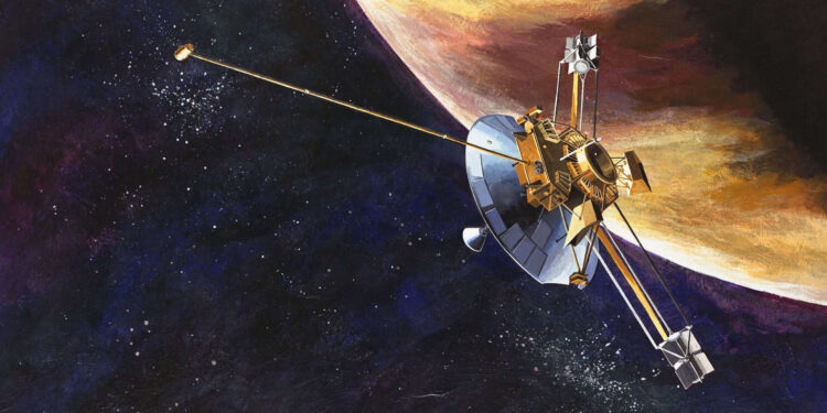 Impressão artística da sonda Pioneer 10 (Imagem: NASA)