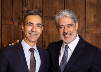 Cesar Tralli e William Bonner durante almoço no Rio onde foi feito o anúncio da mudança na bancada do JN Foto: Joao Cotta