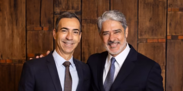 Cesar Tralli e William Bonner durante almoço no Rio onde foi feito o anúncio da mudança na bancada do JN Foto: Joao Cotta