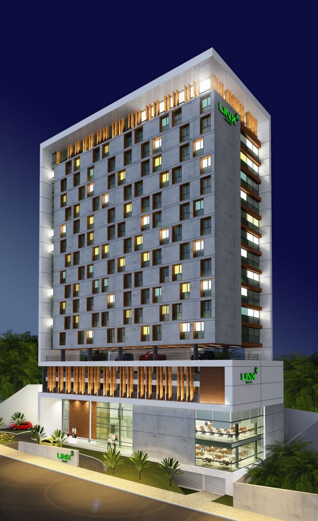 GJP Hotels construirá 3 estrelas em JF 2 Novo hotel será erguido em terreno próximo ao Pórtico Sul da UFJF. No detalhe, projeto da fachada