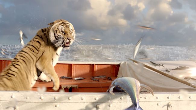Filme conta a história de um garoto que fica preso em um bote, acompanhado de um tigre