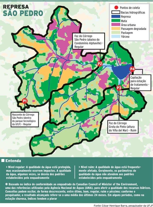 Assoreamento e água com aspecto oleoso sob a estrada inacabada no Córrego Grama