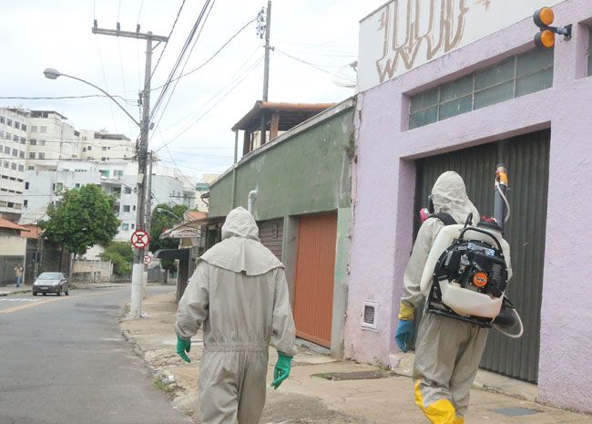 Equipes realizam fumacê na Rua Dr. João Pinheiro, no Jardim Glória