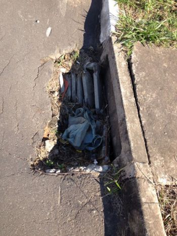 Lixo entope bueiro na Avenida Luz Interior