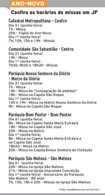 Missas especiais para a virada de ano 2 568459be3279b