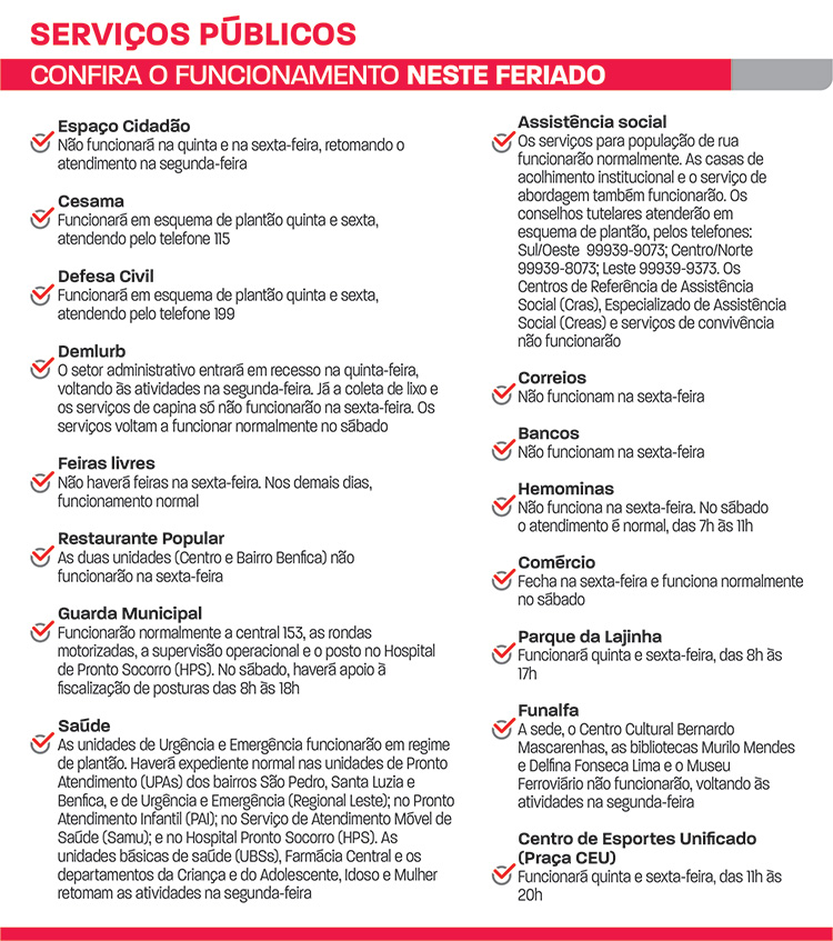 Confira o horário de funcionamento dos serviços públicos no feriado de Páscoa 1 serviço semana santa 2018