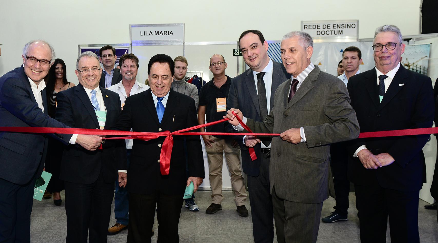 Na abertura do Minascom 2018, no Trade Hotel, Teodomiro Diniz Camargos, José Carlos Martins, Aurélio Marangon, Flávio Roscoe, Lúcio Silva e Geraldo Linhares Foto: Aelson Amaral