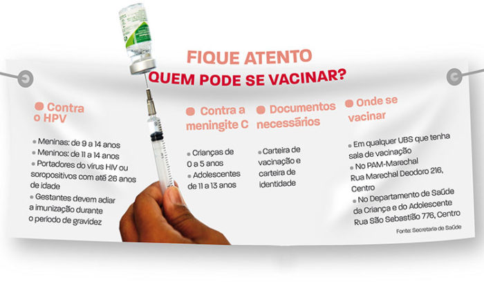 Saúde alerta para baixa cobertura vacinal contra HPV e meningite 1 vacine se