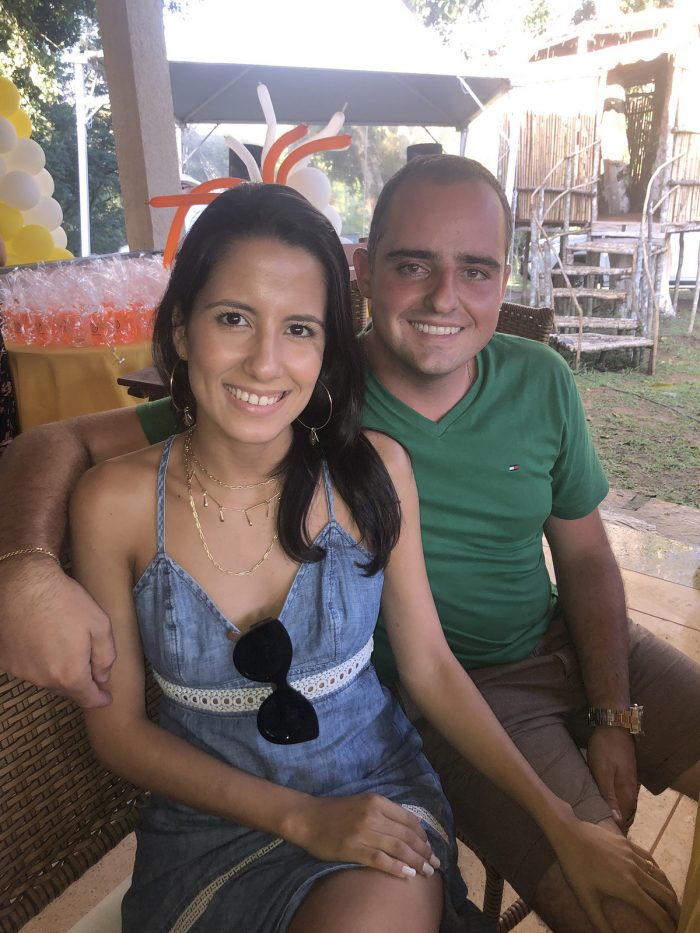 Maryana Mauler e Rafael Zacarias no almoço de aniversário de Rodrigão Zacarias, em Matias 