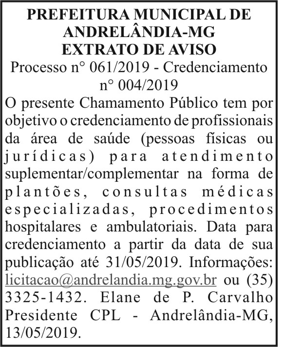 Prefeitura Municipal de Andrelândia MG 4 1 ANDRELANDIA 061.