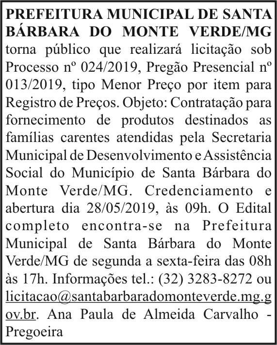 Prefeitura Municipal de Santa Bárbara do Monte Verde/MG 4 1 BARBARA 024.
