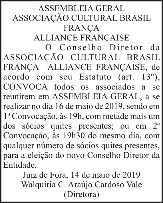 Assembleia Geral Associação Cultural Brasil França 4 1 FRANÇA