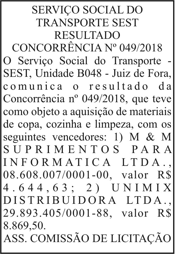 SEST resultado concorrência 049/2018 4 1 SEST.