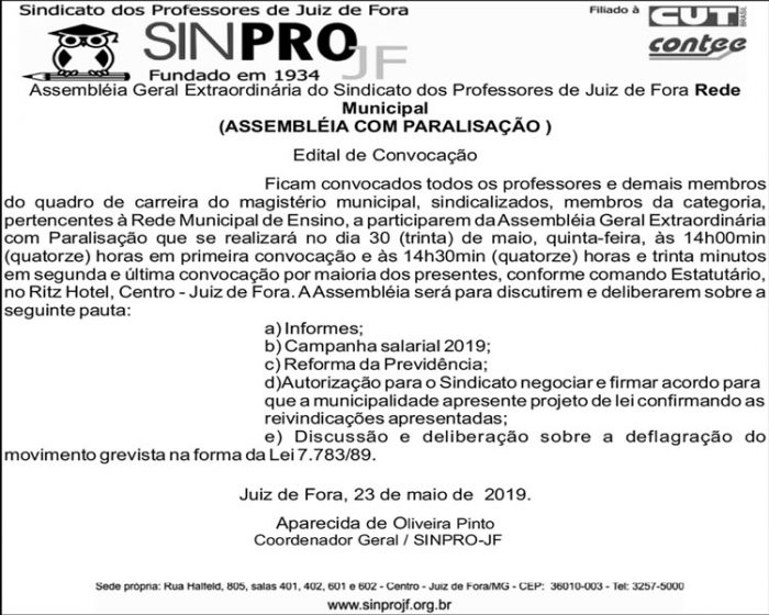 Assembleia Geral Extraordinária - Sinpro JF 4 1 SINPRO 2 1