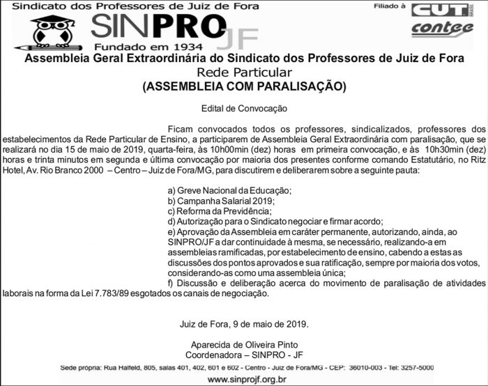 Assembleia Geral Extraordinária SINPRO JF Rede Particular 4 1 SINPRO 2