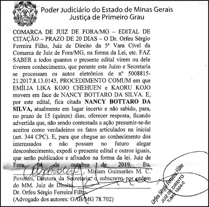Comarca de Juiz de Fora/MG - Edital de citação 4 1 EMILIA