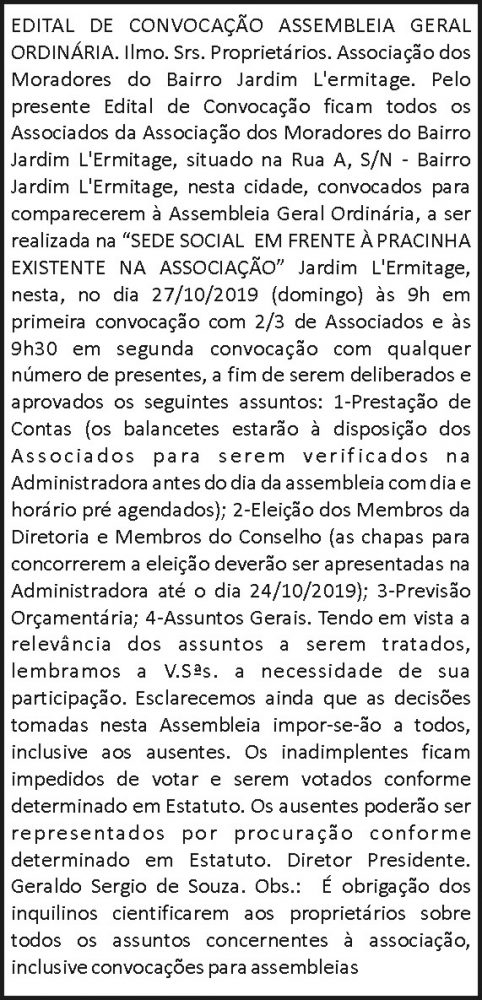 Associação dos Moradores do Bairro Jardim L'ermitage 4 1 LERMITAGE