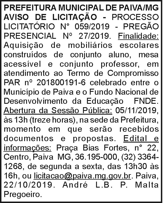 Prefeitura Municipal de Paiva(MG) 4 1 PAIVA 059