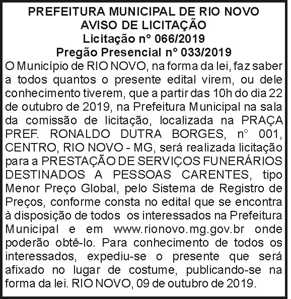 Prefeitura Municipal de Rio Novo 4 1 RIO NOVO 066