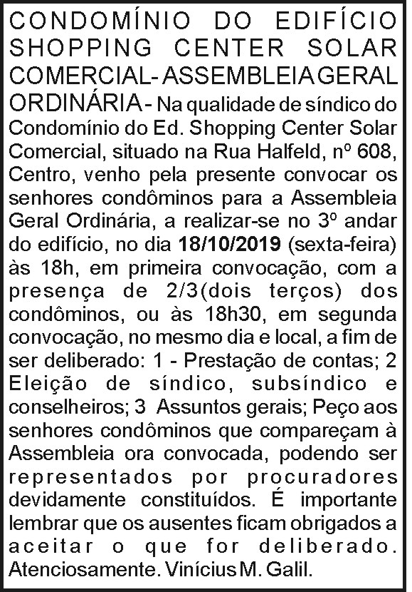 Condomínio do Edifício Shopping Center Solar 4 1 SHOPPING