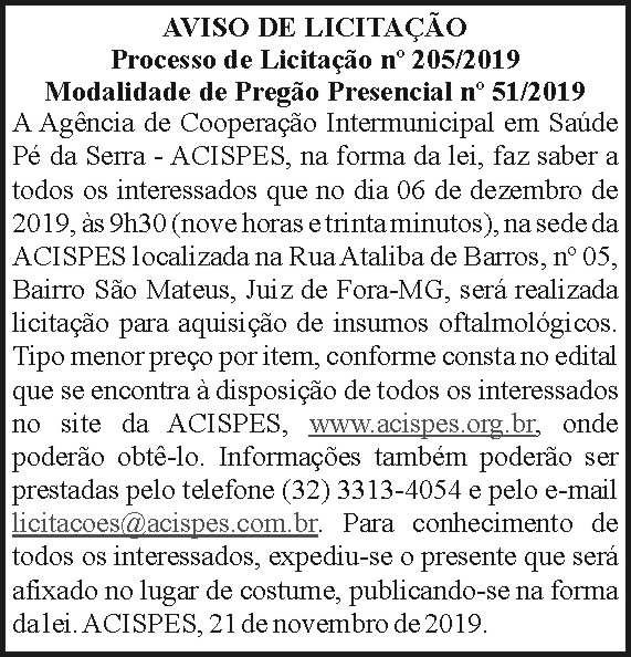 Aviso de Licitação - Acispes 4 1 ACIPSES 205