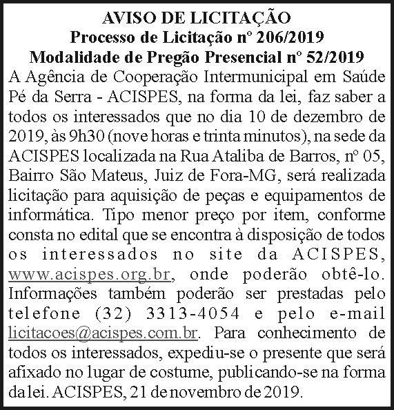 Aviso de licitação - Acispes 4 1 ACISPES 206