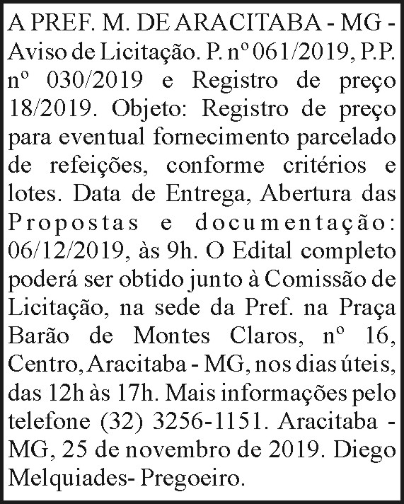 Pref. M. de Aracitaba (MG) - Licitação 4 1 ARACITABA 061