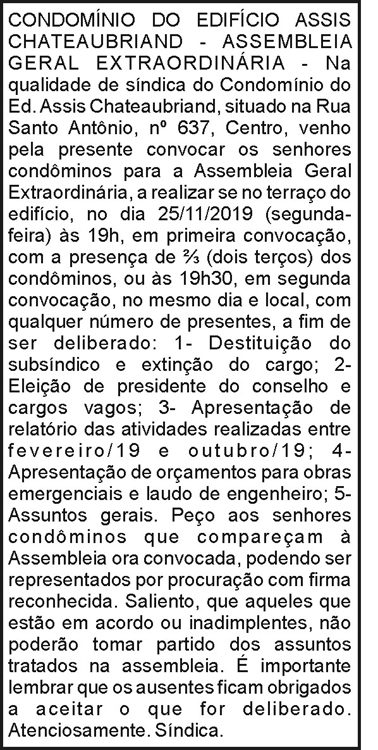 Condomínio do Edifício Assis Chateaubriand 4 1 ASSIS