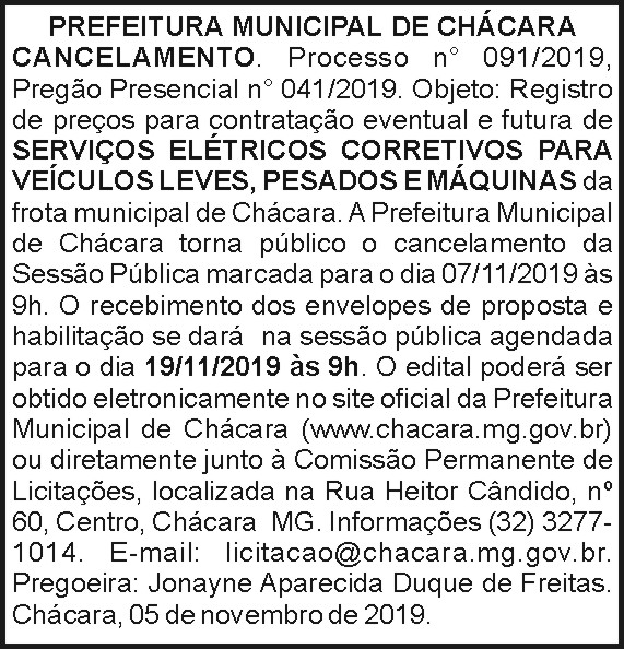 Prefeitura Municipal de Chácara 4 1 CHACARA 091