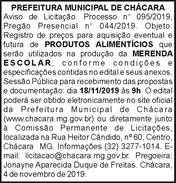 Câmara Municipal de Chácara/MG 4 1 CHACARA 095