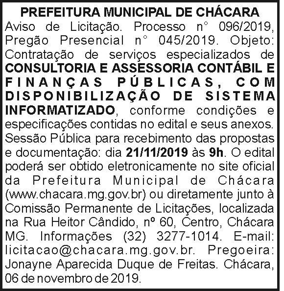 Prefeitura Municipal de Chácara 4 1 CHACARA 096
