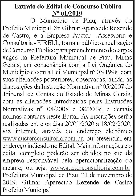 Município de Piau - Concurso Público 4 1 CONCURSO