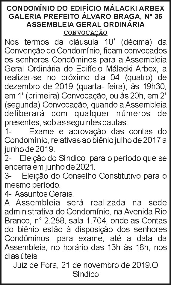Condomínio do Edifício Málacki Arbex 4 1 MALAKI