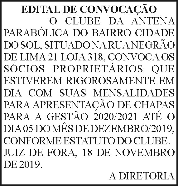 Clube da Antena Parabólica - Edital de convocação 4 1 PARABOLICA