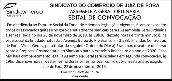 Sindicomércio - Assembleia geral ordinária 4 1 SINDICOMERCIO