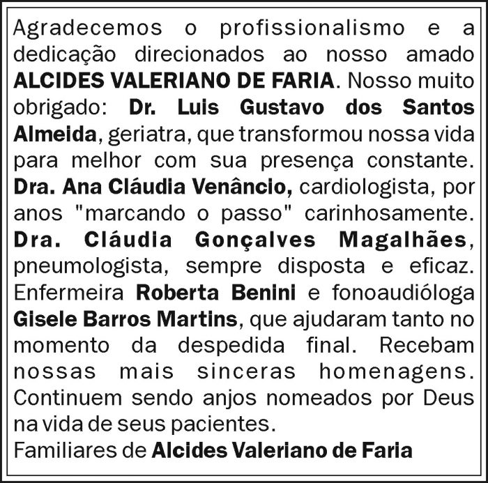 Agradecimentos - Alcides Valeriano de Faria 4 1 ALCIDES1