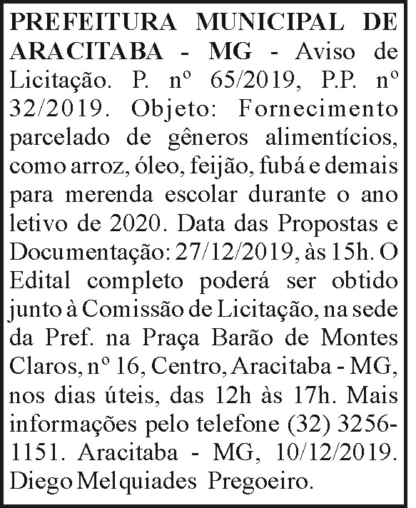 Prefeitura Municipal de Aracitaba 4 1 ARACITABA 65