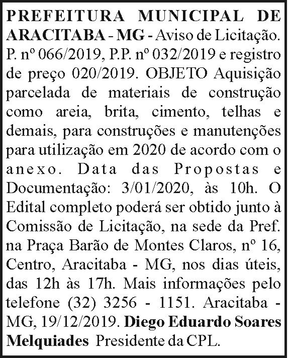 Prefeitura Municipal de Aracitaba (MG) 4 1 ARACITABA 66
